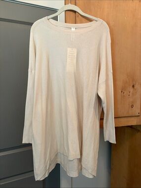 MarlaWynne Cream Scoop Neck Lightweight Sweater Tunic